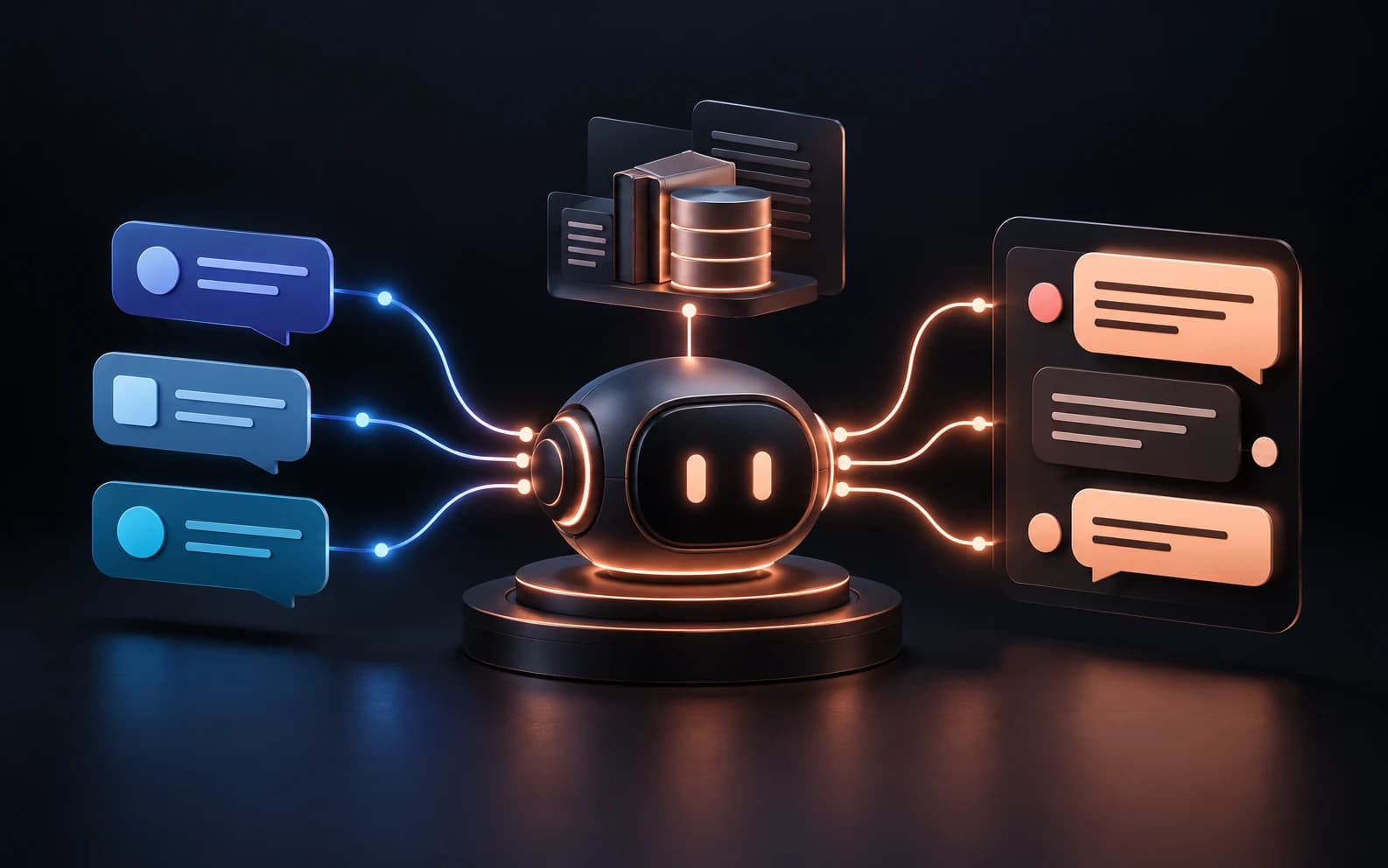 Incoming social messages connecting to a support assistant and clear customer replies